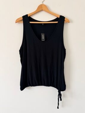 Express Black V-Neck Drawstring Hem Tank Top